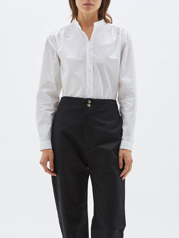 bassike cotton gather detail shirt in white