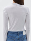 bassike raised neck slim long sleeve t.shirt in white