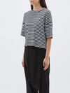 bassike stripe rib waffle short sleeve t.shirt in undyedblack