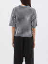 bassike stripe rib waffle short sleeve t.shirt in undyedblack