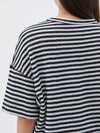 bassike stripe rib waffle short sleeve t.shirt in undyedblack