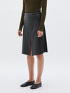 bassike leather draped skirt in black