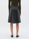 bassike leather draped skirt in black