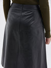 bassike leather draped skirt in black