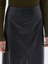 bassike leather draped skirt in black