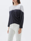 bassike dip dye asymmetric long sleeve t.shirt in naturalink