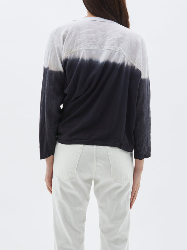 bassike dip dye asymmetric long sleeve t.shirt in naturalink