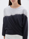 bassike dip dye asymmetric long sleeve t.shirt in naturalink