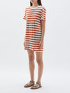 bassike stripe classic vintage mini dress in undyed-rust