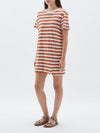 bassike stripe classic vintage mini dress in undyed-rust