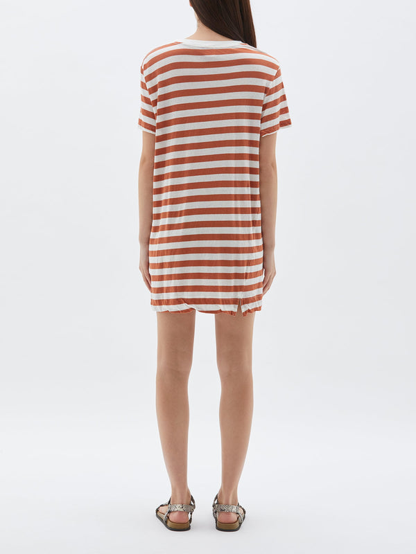 bassike stripe classic vintage mini dress in undyed-rust