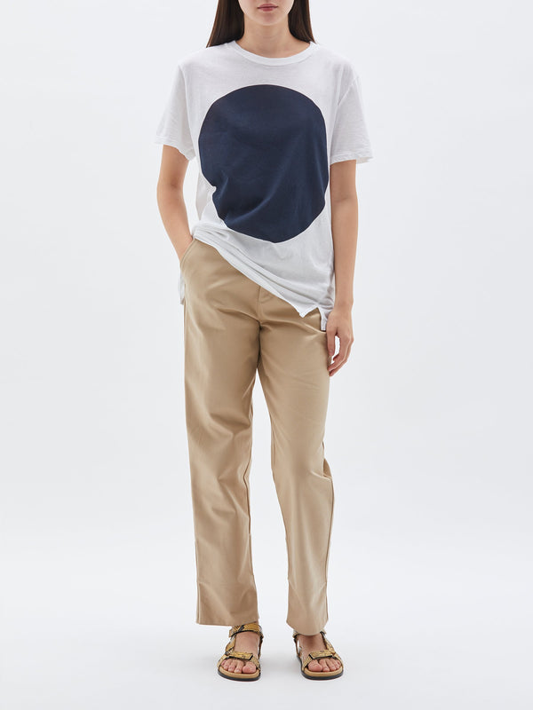 bassike classic vintage dot t.shirt in white-w-navy-blue-dot