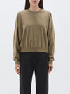 bassike cropped double jersey sweat in ash-brown