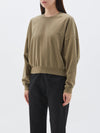 bassike cropped double jersey sweat in ash-brown