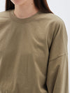 bassike cropped double jersey sweat in ash-brown