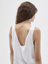 bassike minimal v neck tank in white