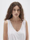 bassike minimal v neck tank in white