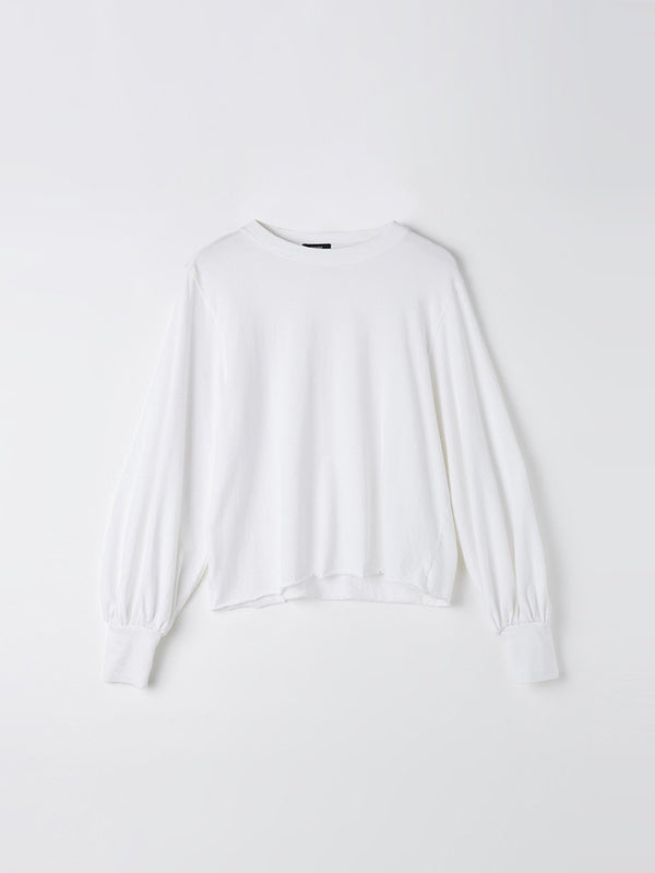bassike 240 jersey voluminous sleeve top in white