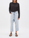 bassike wide heritage french seam long sleeve t.shirt in black