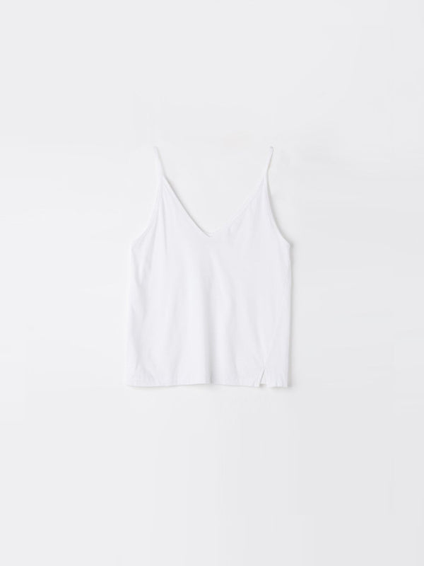 bassike v neck slouch tank in white