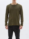 bassike long sleeve waffle wringer t.shirt in military