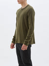 bassike long sleeve waffle wringer t.shirt in military