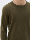 bassike long sleeve waffle wringer t.shirt in military