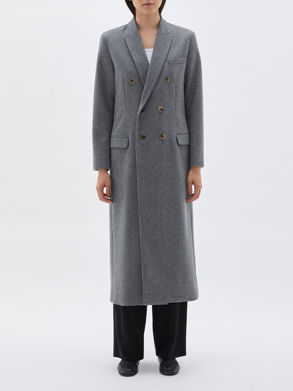 bassike wool felt classic coat in dark grey