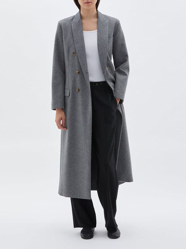 bassike wool felt classic coat in dark grey