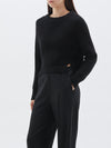 bassike chunky cropped crew neck knit in black