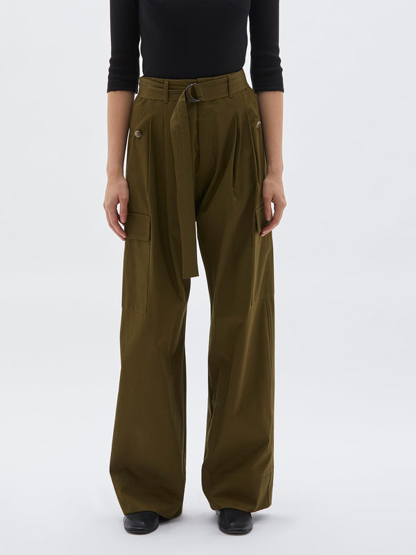 belted plt front utility pant