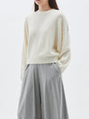 bassike batwing cashmere crew knit in white