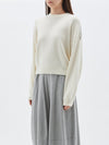 bassike batwing cashmere crew knit in white