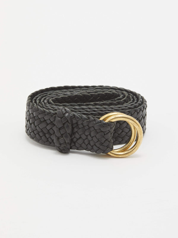 narrow braided leather belt