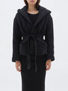 bassike wadded hooded wrap jacket in black