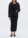 bassike wadded hooded wrap jacket in black