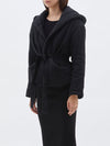 bassike wadded hooded wrap jacket in black