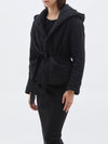 bassike wadded hooded wrap jacket in black