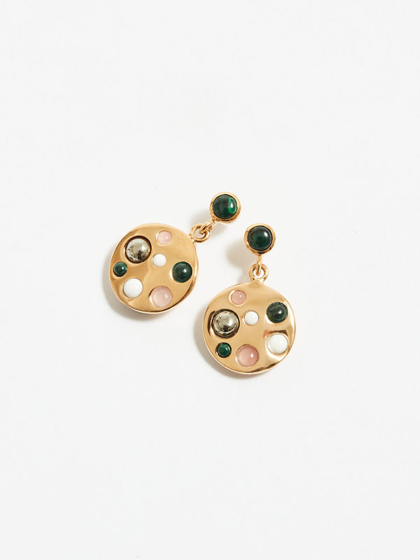 bassike anna beck wavy stone drop earrings in gold