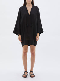 raw slubbed silk kaftan