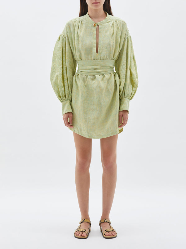 linen gathered oversized dress