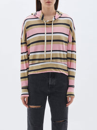 stripe cropped hooded sweat