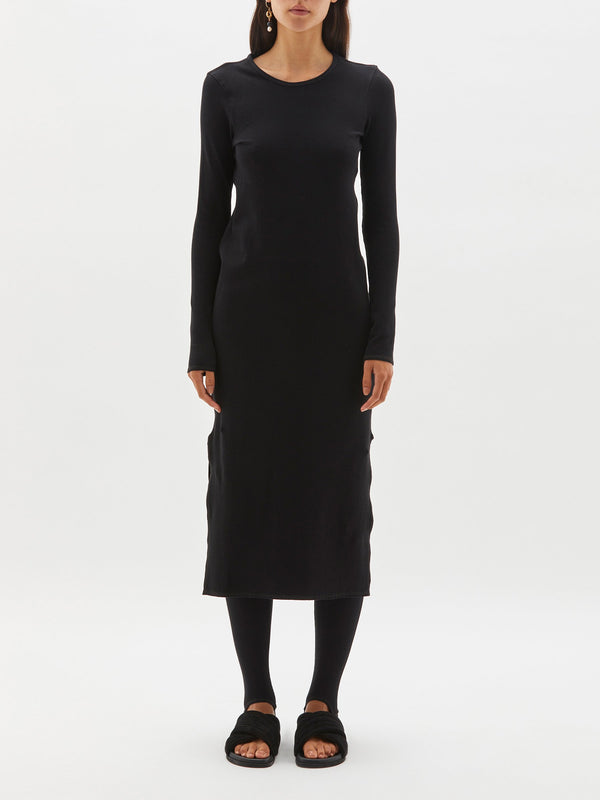 fitted rib l/s dress