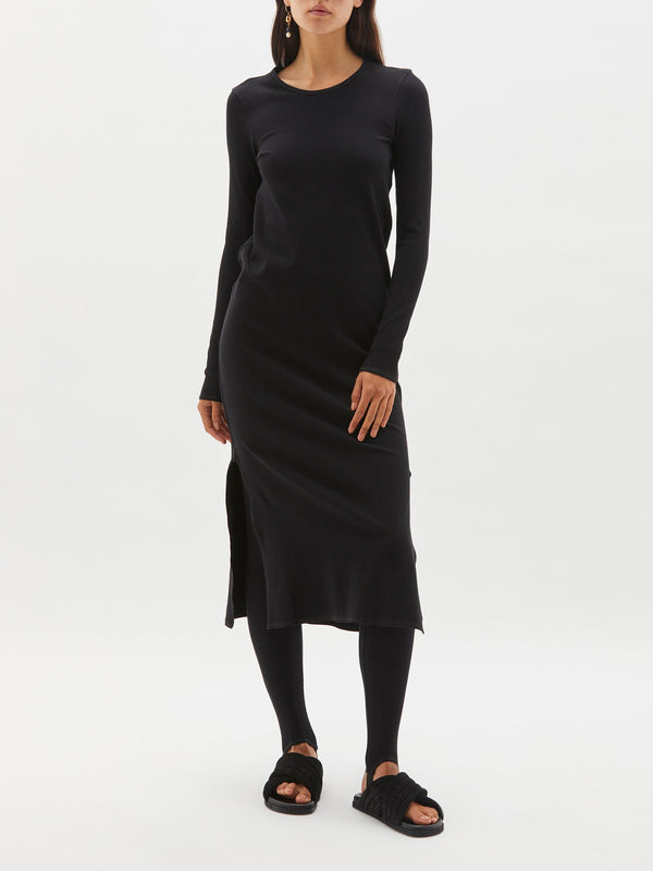 fitted rib l/s dress