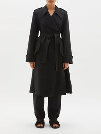 wool linen relaxed trench