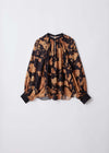 printed wool gauze gathd shirt