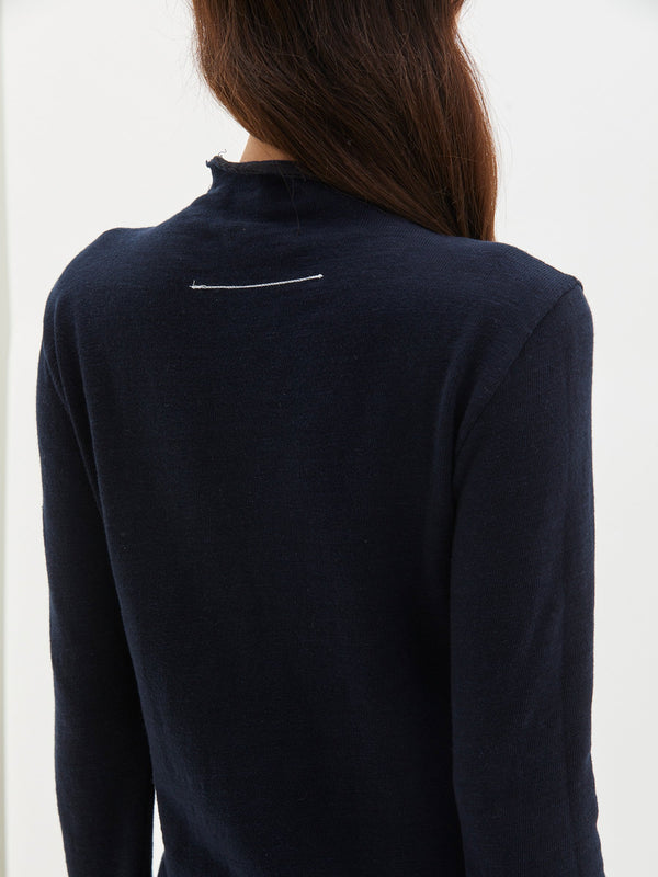 slub rib raised neck l/s top