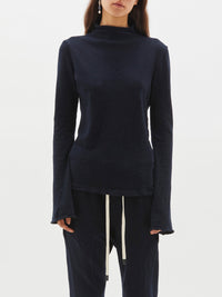 slub rib raised neck l/s top