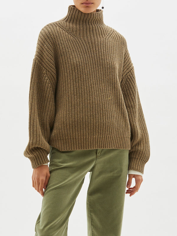 melange chunky turtleneck knit