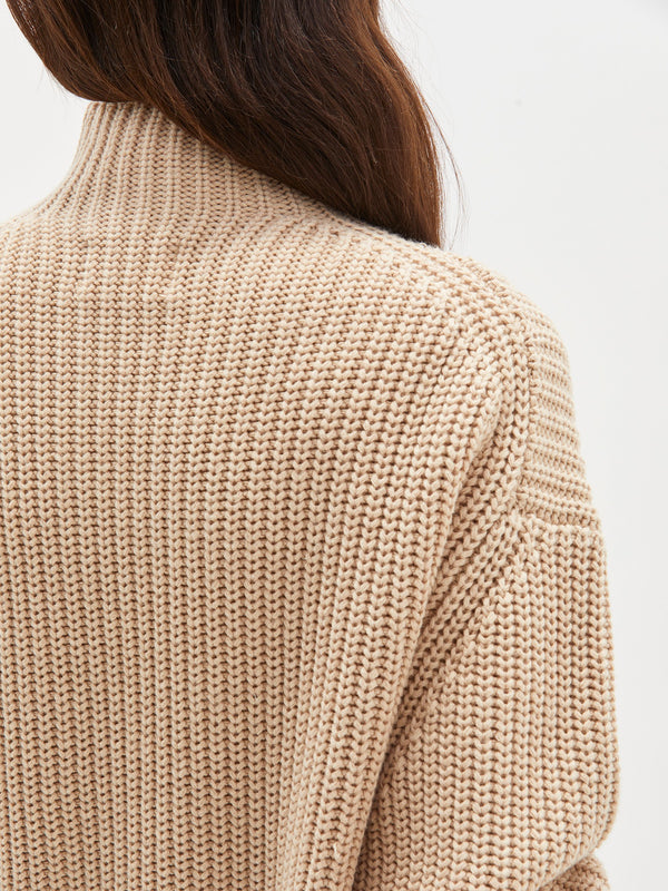 melange chunky turtleneck knit